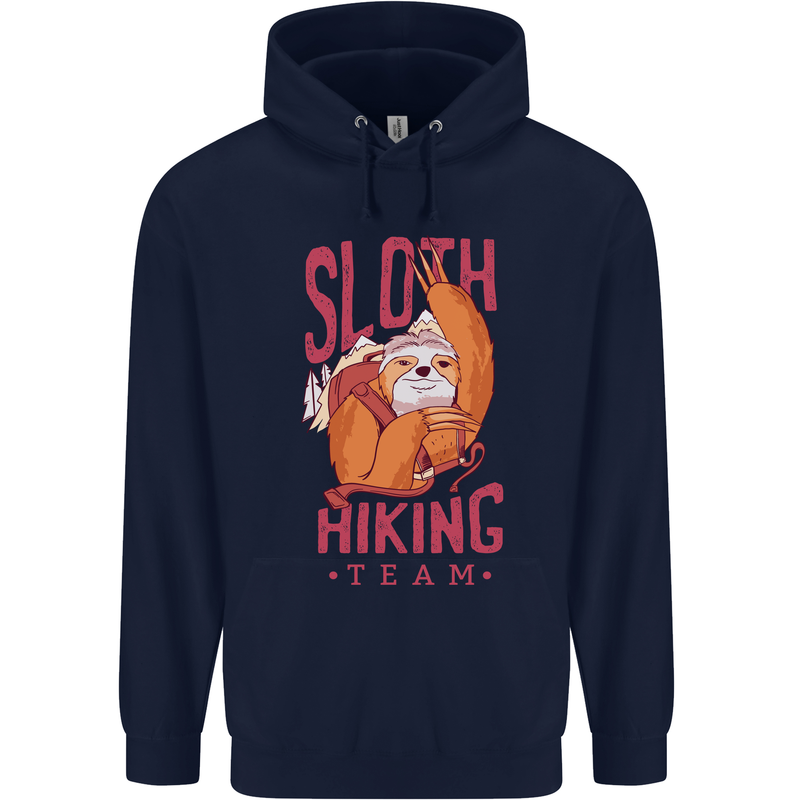 Sloth Hiking Team Trekking Rambling Funny Mens 80% Cotton Hoodie Navy Blue