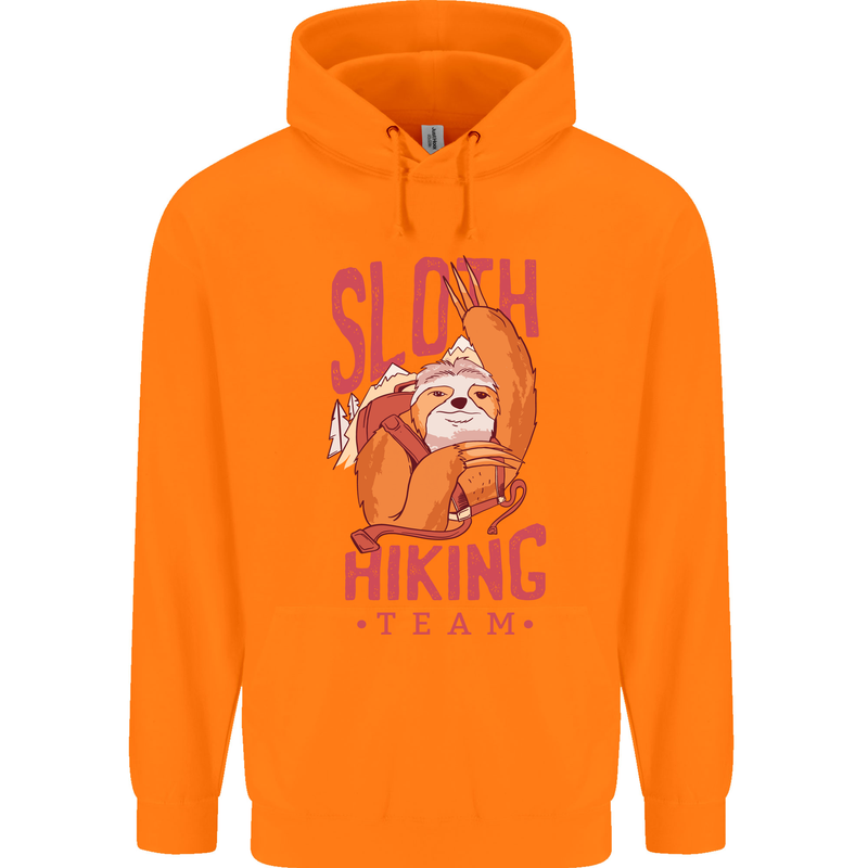Sloth Hiking Team Trekking Rambling Funny Mens 80% Cotton Hoodie Orange