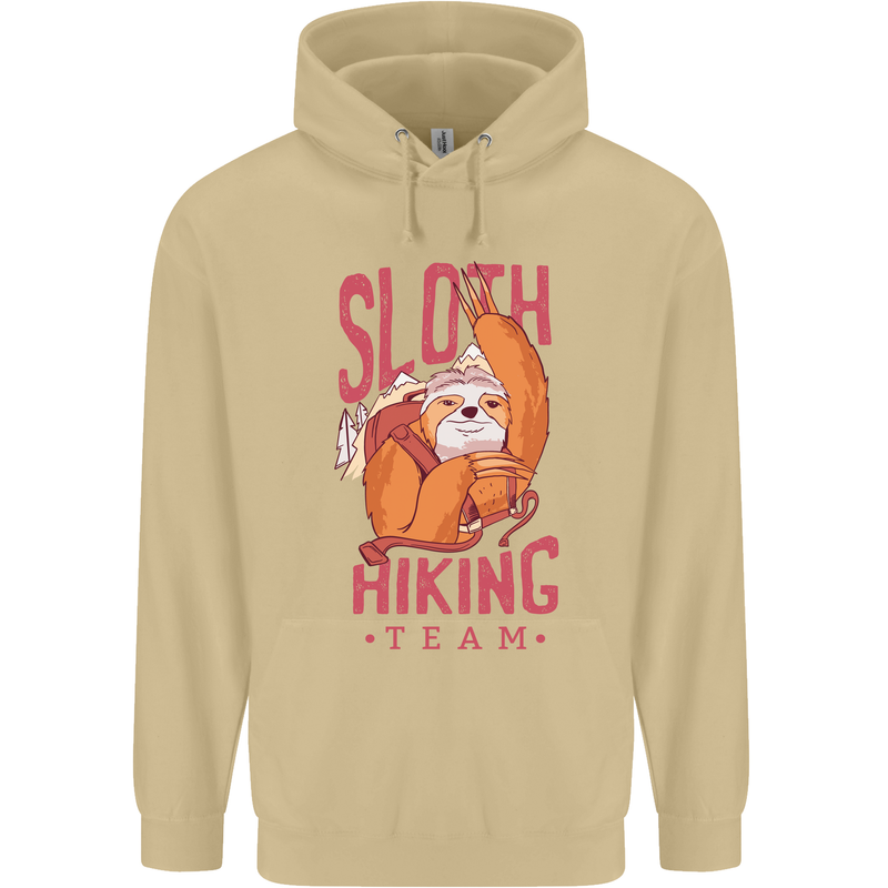 Sloth Hiking Team Trekking Rambling Funny Mens 80% Cotton Hoodie Sand
