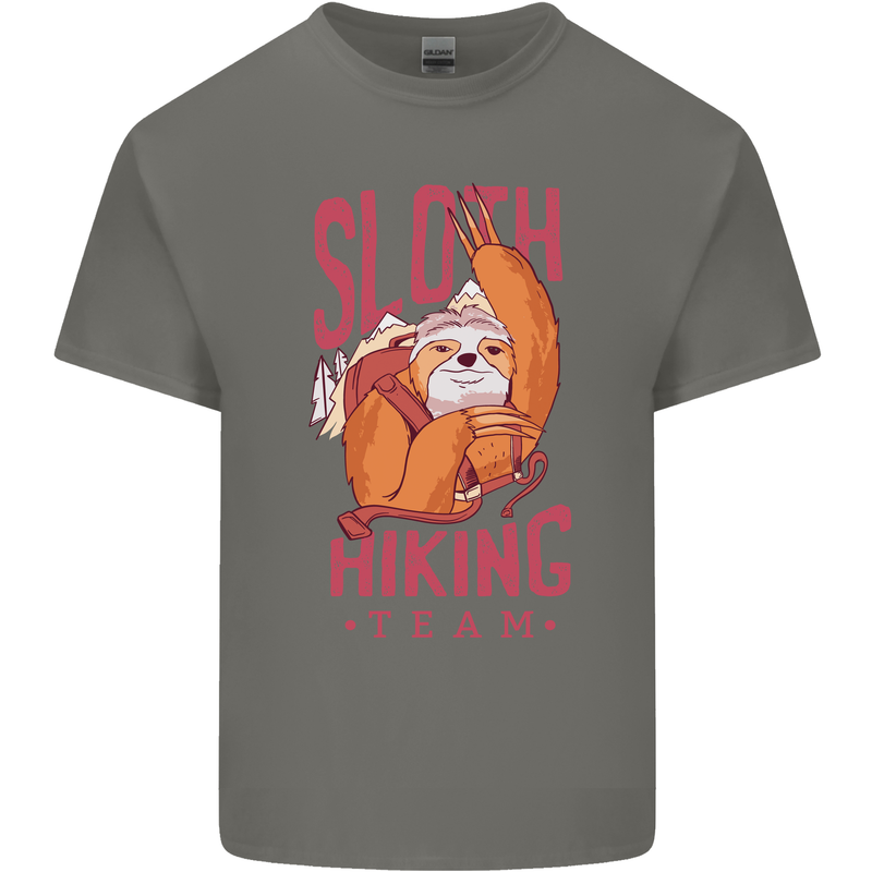 Sloth Hiking Team Trekking Rambling Funny Mens Cotton T-Shirt Tee Top Charcoal