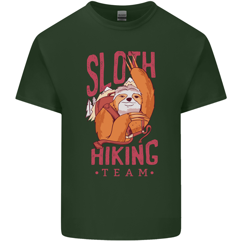 Sloth Hiking Team Trekking Rambling Funny Mens Cotton T-Shirt Tee Top Forest Green