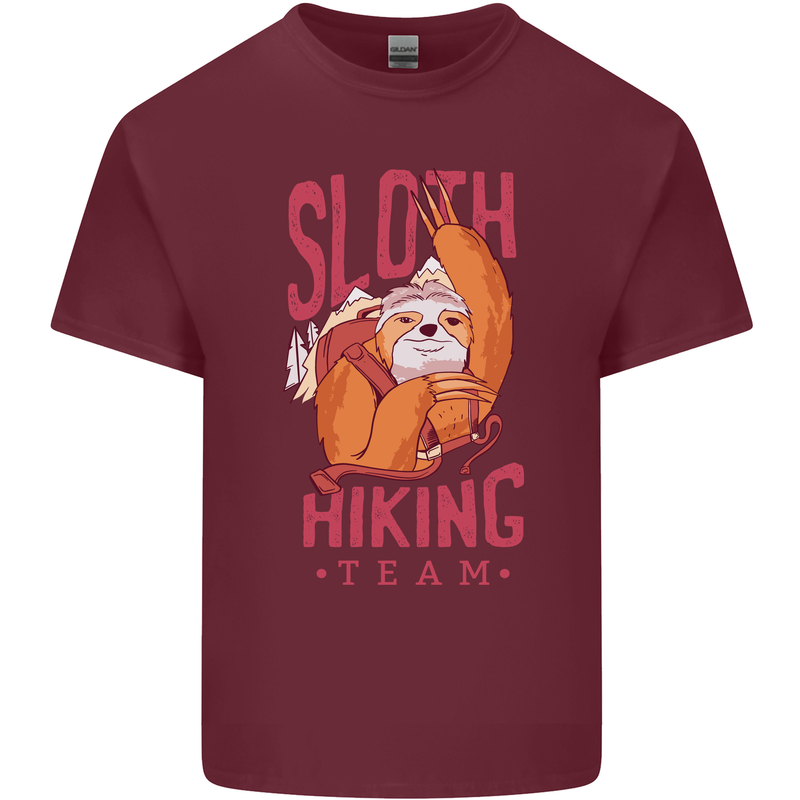 Sloth Hiking Team Trekking Rambling Funny Mens Cotton T-Shirt Tee Top Maroon
