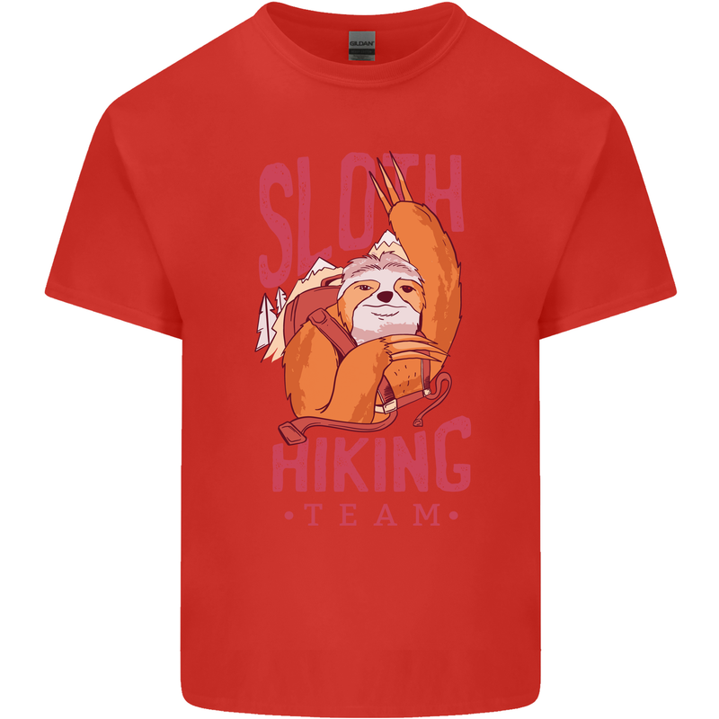 Sloth Hiking Team Trekking Rambling Funny Mens Cotton T-Shirt Tee Top Red