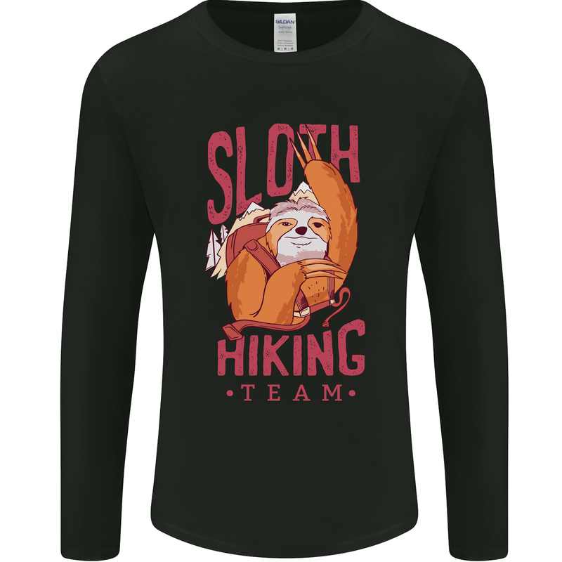 Sloth Hiking Team Trekking Rambling Funny Mens Long Sleeve T-Shirt Black
