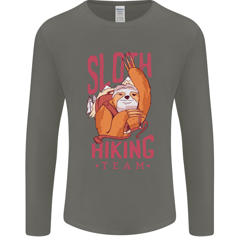 Sloth Hiking Team Trekking Rambling Funny Mens Long Sleeve T-Shirt Charcoal