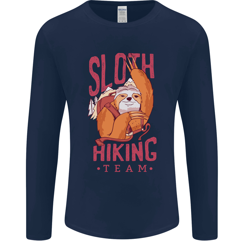 Sloth Hiking Team Trekking Rambling Funny Mens Long Sleeve T-Shirt Navy Blue