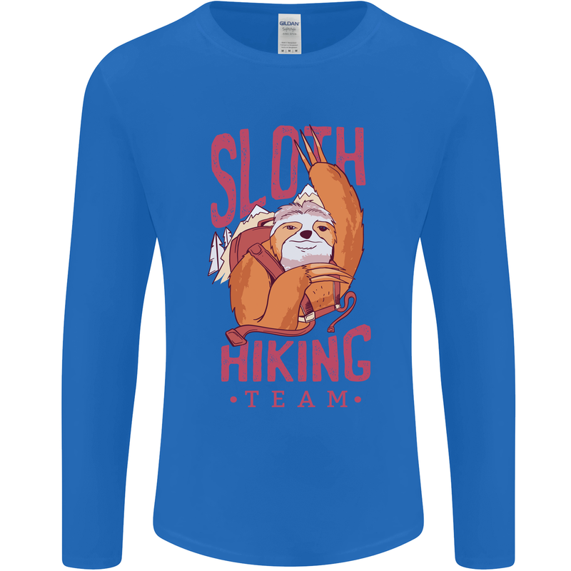 Sloth Hiking Team Trekking Rambling Funny Mens Long Sleeve T-Shirt Royal Blue
