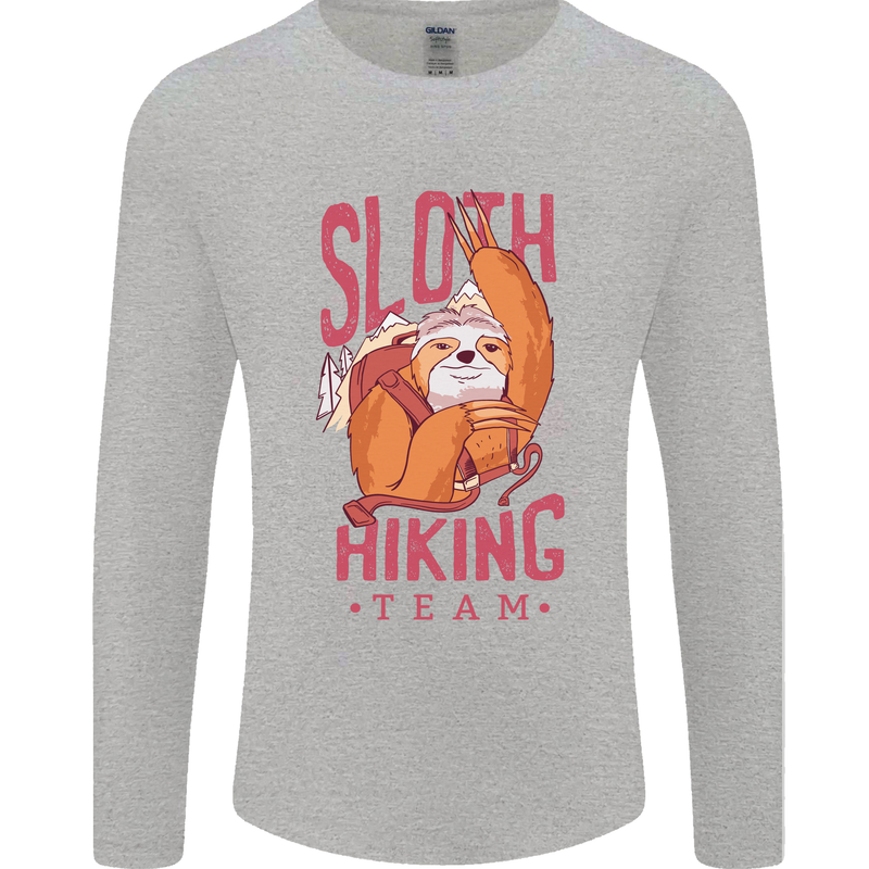 Sloth Hiking Team Trekking Rambling Funny Mens Long Sleeve T-Shirt Sports Grey