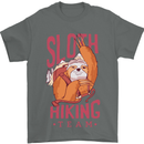 Sloth Hiking Team Trekking Rambling Funny Mens T-Shirt Cotton Gildan Charcoal