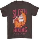 Sloth Hiking Team Trekking Rambling Funny Mens T-Shirt Cotton Gildan Dark Chocolate