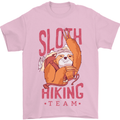 Sloth Hiking Team Trekking Rambling Funny Mens T-Shirt Cotton Gildan Light Pink