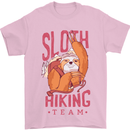 Sloth Hiking Team Trekking Rambling Funny Mens T-Shirt Cotton Gildan Light Pink