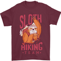 Sloth Hiking Team Trekking Rambling Funny Mens T-Shirt Cotton Gildan Maroon