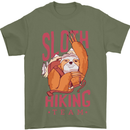 Sloth Hiking Team Trekking Rambling Funny Mens T-Shirt Cotton Gildan Military Green