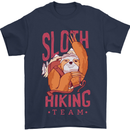 Sloth Hiking Team Trekking Rambling Funny Mens T-Shirt Cotton Gildan Navy Blue