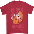 Sloth Hiking Team Trekking Rambling Funny Mens T-Shirt Cotton Gildan Red