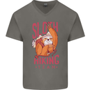 Sloth Hiking Team Trekking Rambling Funny Mens V-Neck Cotton T-Shirt Charcoal
