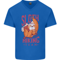 Sloth Hiking Team Trekking Rambling Funny Mens V-Neck Cotton T-Shirt Royal Blue