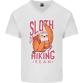Sloth Hiking Team Trekking Rambling Funny Mens V-Neck Cotton T-Shirt White