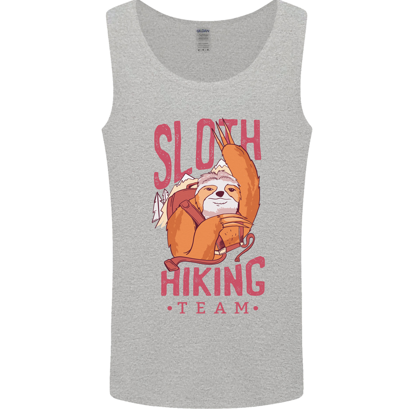 Sloth Hiking Team Trekking Rambling Funny Mens Vest Tank Top Sports Grey