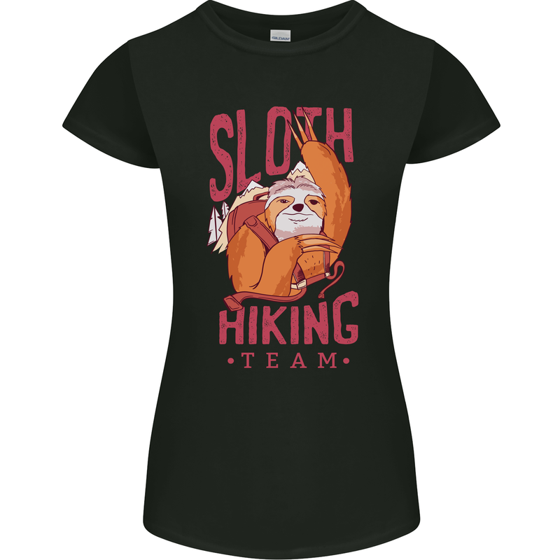 Sloth Hiking Team Trekking Rambling Funny Womens Petite Cut T-Shirt Black