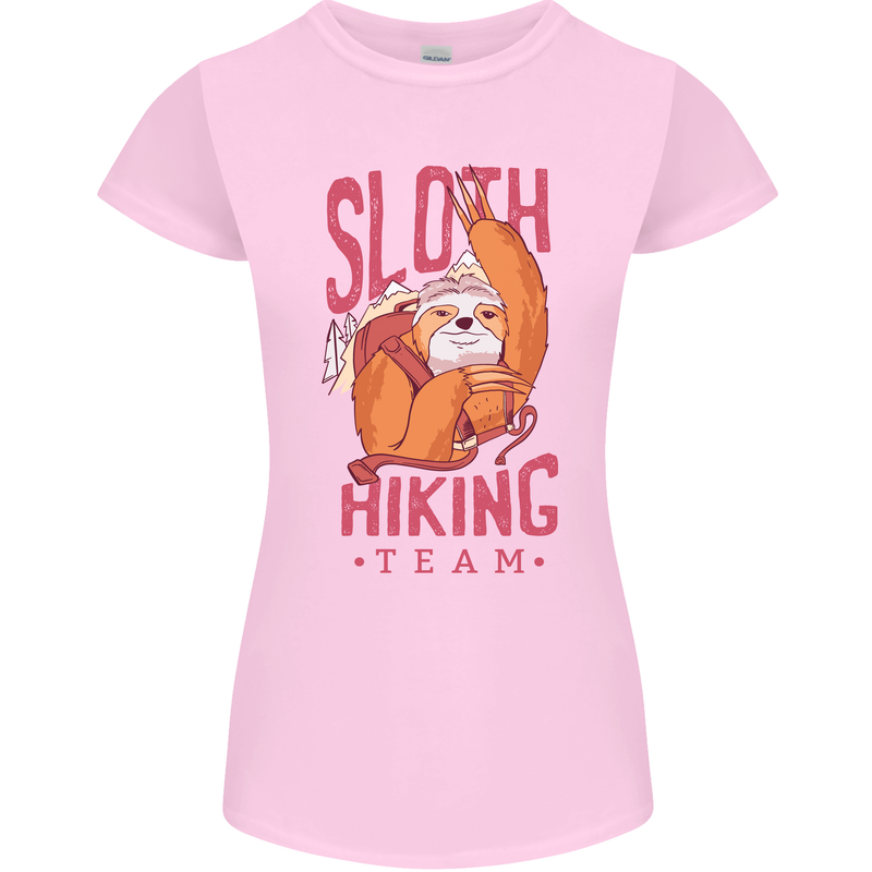 Sloth Hiking Team Trekking Rambling Funny Womens Petite Cut T-Shirt Light Pink
