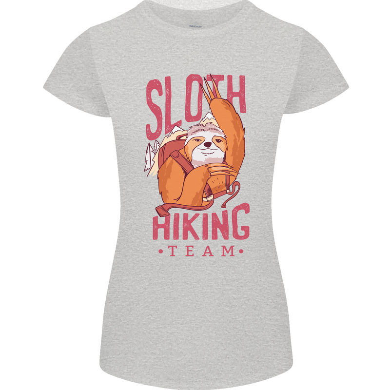Sloth Hiking Team Trekking Rambling Funny Womens Petite Cut T-Shirt Sports Grey