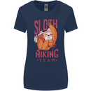 Sloth Hiking Team Trekking Rambling Funny Womens Wider Cut T-Shirt Navy Blue