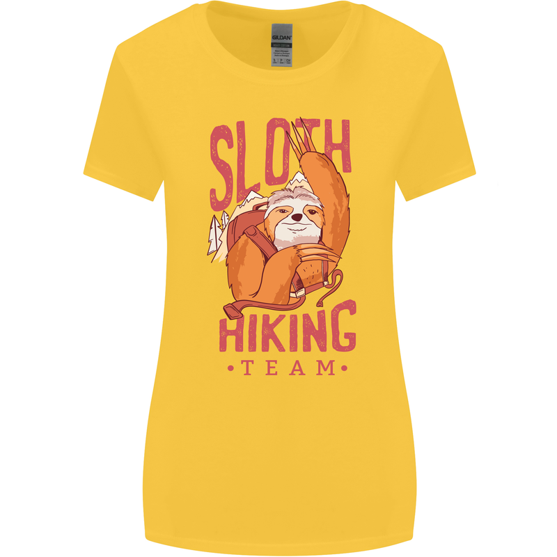 Sloth Hiking Team Trekking Rambling Funny Womens Wider Cut T-Shirt Yellow