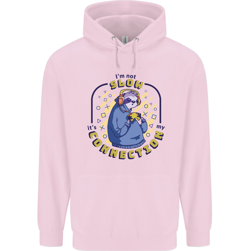 Sloth I'm Not Slow Funny Gaming Gamer Childrens Kids Hoodie Light Pink