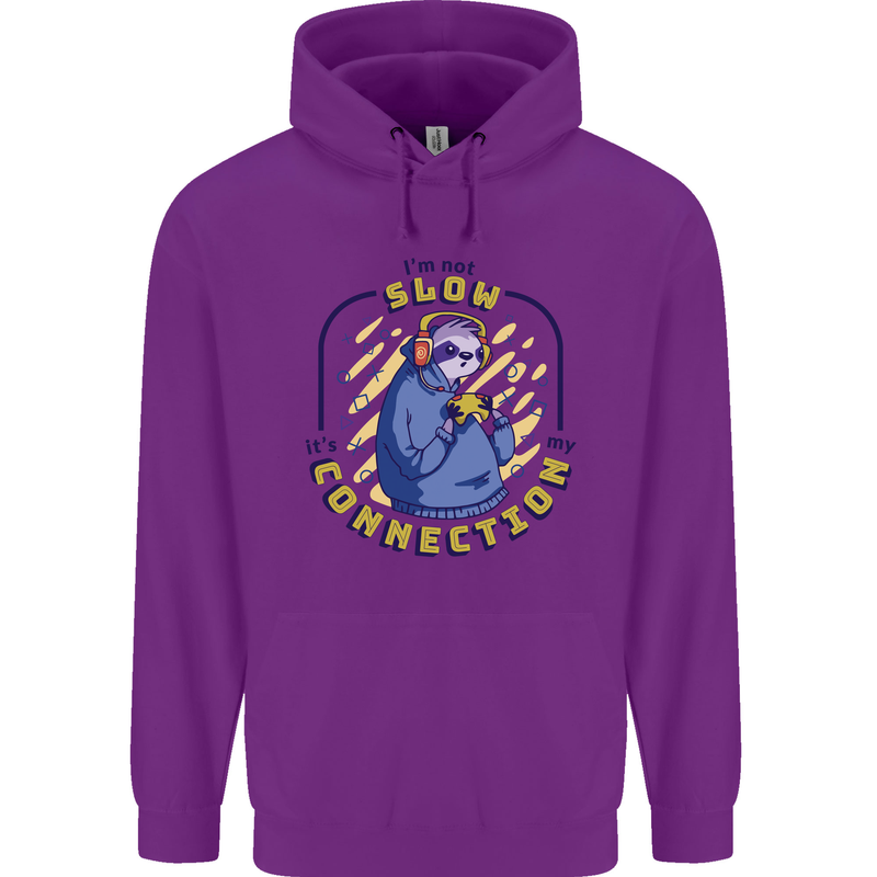 Sloth I'm Not Slow Funny Gaming Gamer Childrens Kids Hoodie Purple