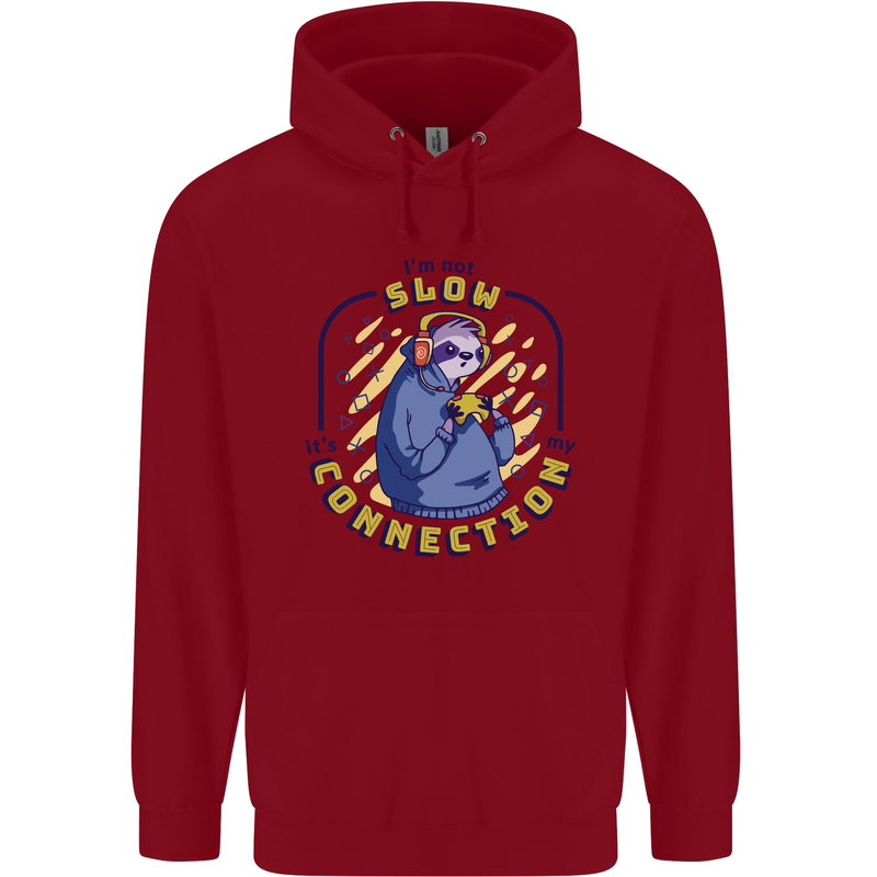 Sloth I'm Not Slow Funny Gaming Gamer Childrens Kids Hoodie Red