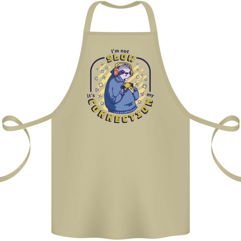 Sloth I'm Not Slow Funny Gaming Gamer Cotton Apron 100% Organic Khaki