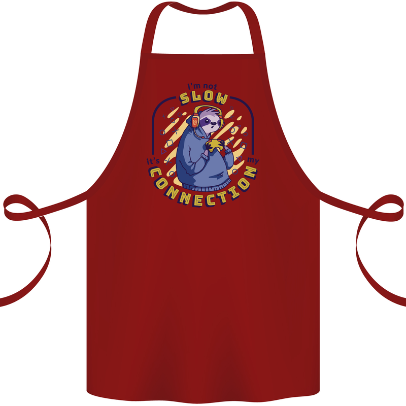 Sloth I'm Not Slow Funny Gaming Gamer Cotton Apron 100% Organic Maroon
