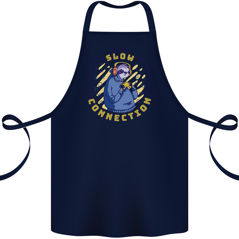 Sloth I'm Not Slow Funny Gaming Gamer Cotton Apron 100% Organic Navy Blue
