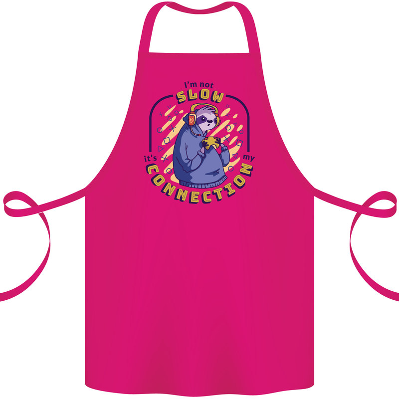 Sloth I'm Not Slow Funny Gaming Gamer Cotton Apron 100% Organic Pink