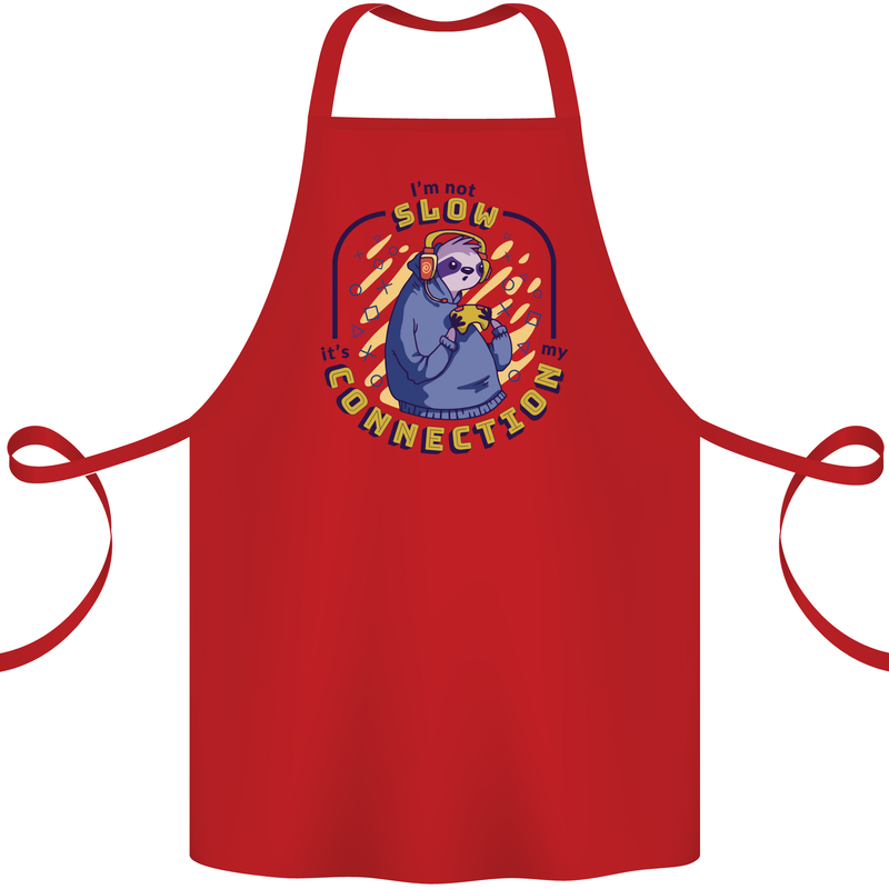 Sloth I'm Not Slow Funny Gaming Gamer Cotton Apron 100% Organic Red