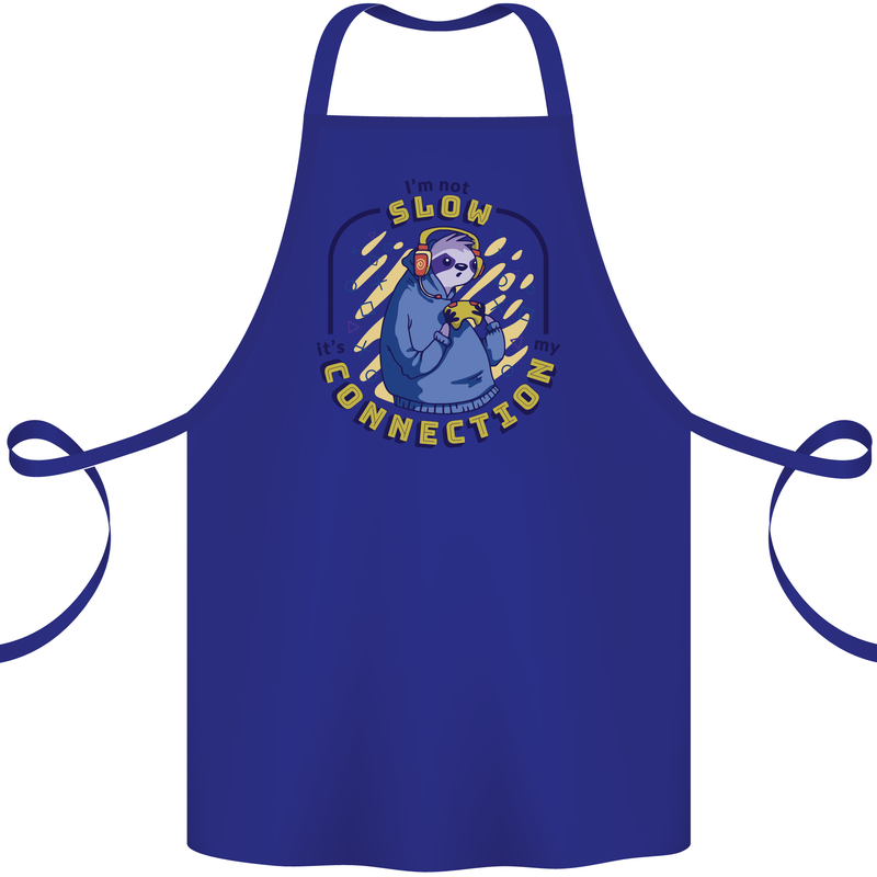 Sloth I'm Not Slow Funny Gaming Gamer Cotton Apron 100% Organic Royal Blue
