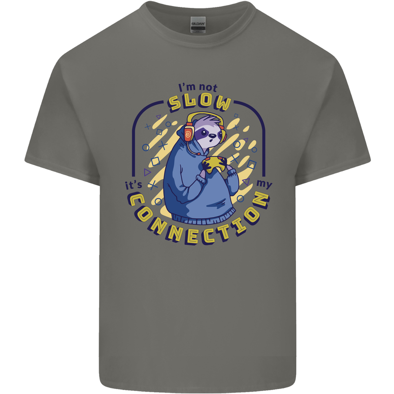 Sloth I'm Not Slow Funny Gaming Gamer Kids T-Shirt Childrens Charcoal