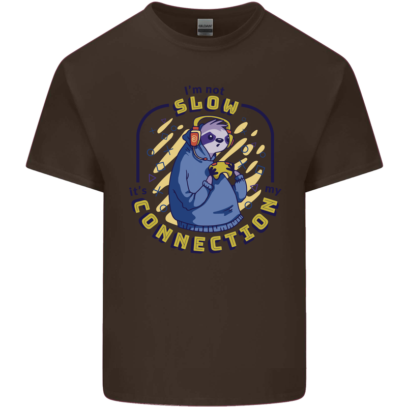 Sloth I'm Not Slow Funny Gaming Gamer Kids T-Shirt Childrens Chocolate