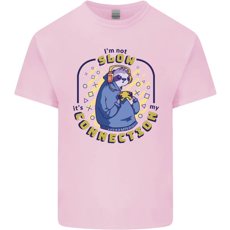 Sloth I'm Not Slow Funny Gaming Gamer Kids T-Shirt Childrens Light Pink