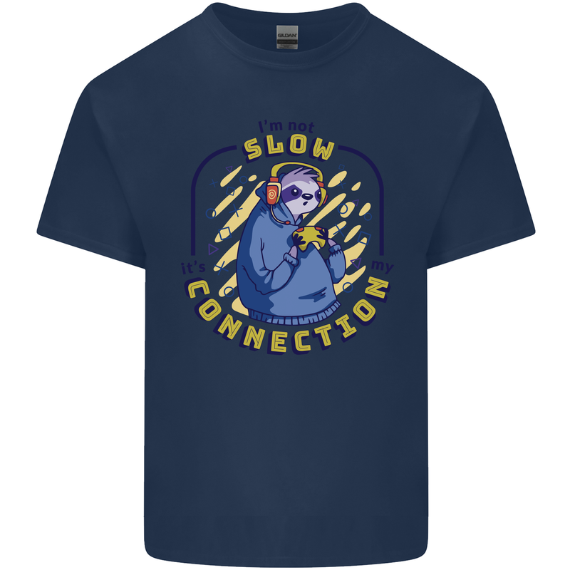 Sloth I'm Not Slow Funny Gaming Gamer Kids T-Shirt Childrens Navy Blue