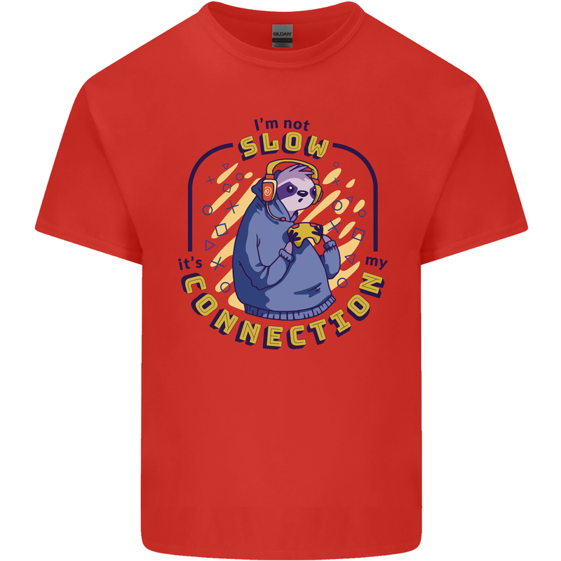 Sloth I'm Not Slow Funny Gaming Gamer Kids T-Shirt Childrens Red