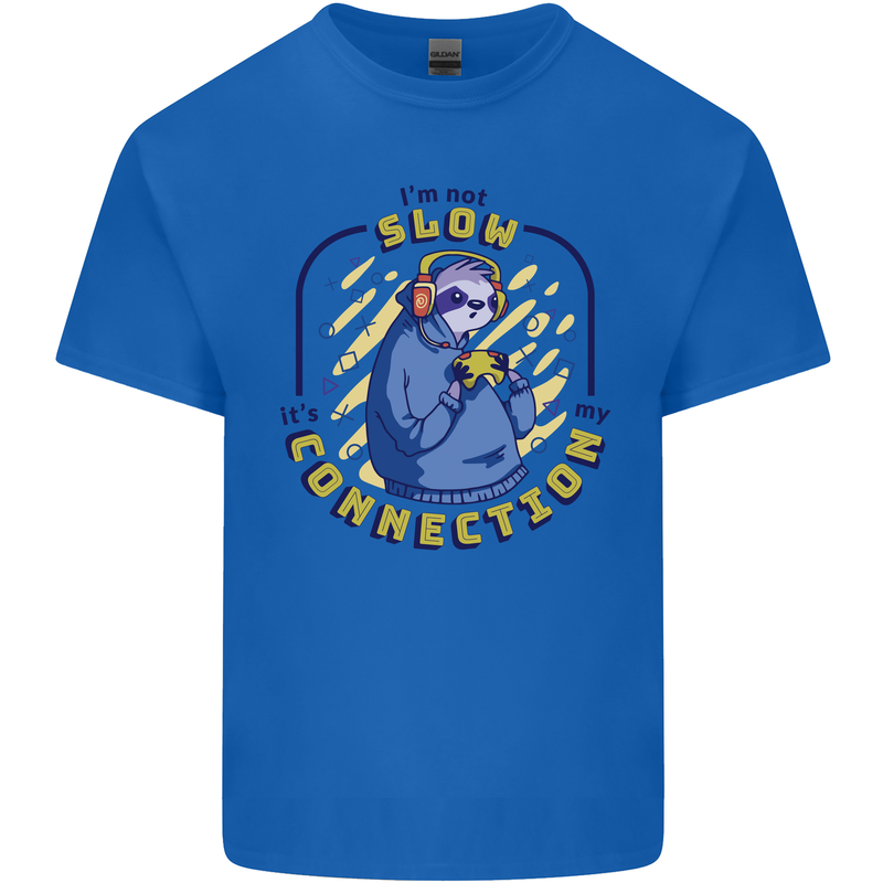 Sloth I'm Not Slow Funny Gaming Gamer Kids T-Shirt Childrens Royal Blue