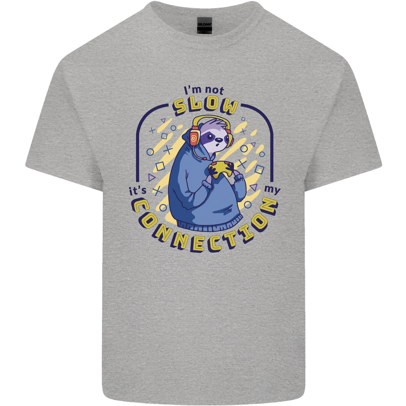 Sloth I'm Not Slow Funny Gaming Gamer Kids T-Shirt Childrens Sports Grey