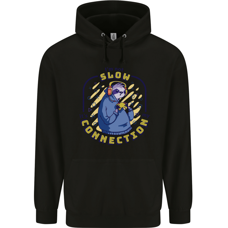 Sloth I'm Not Slow Funny Gaming Gamer Mens 80% Cotton Hoodie Black
