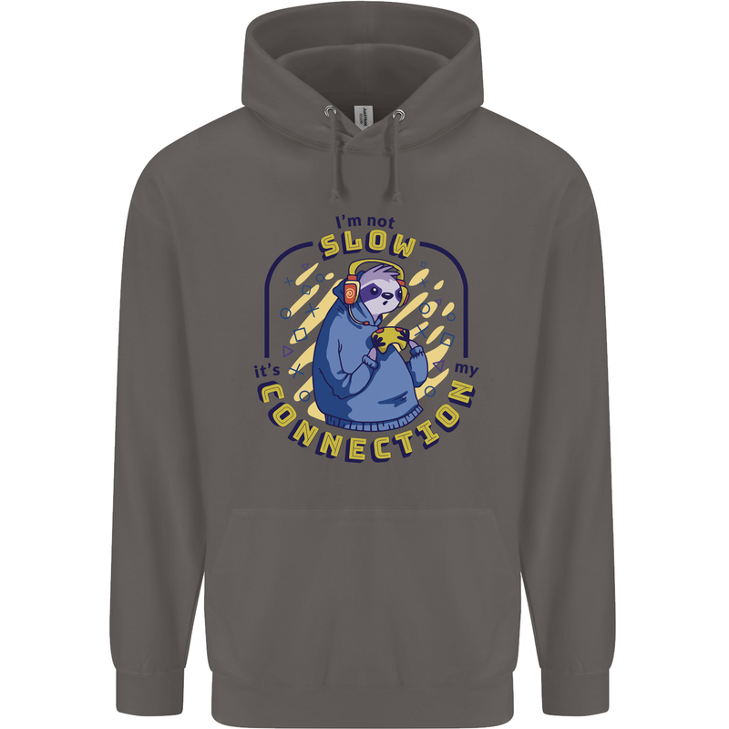 Sloth I'm Not Slow Funny Gaming Gamer Mens 80% Cotton Hoodie Charcoal