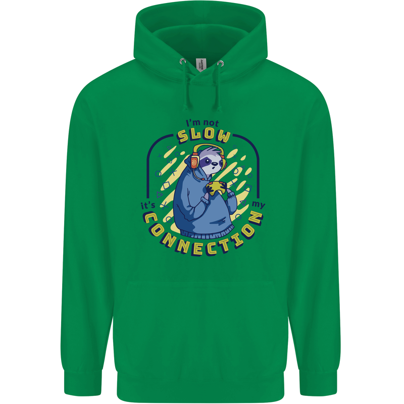 Sloth I'm Not Slow Funny Gaming Gamer Mens 80% Cotton Hoodie Irish Green