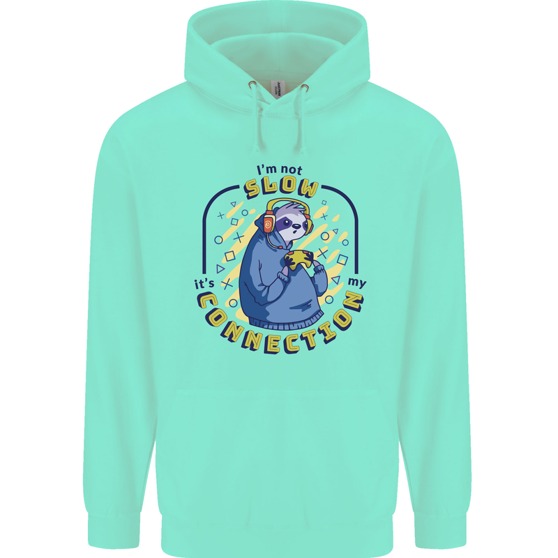 Sloth I'm Not Slow Funny Gaming Gamer Mens 80% Cotton Hoodie Peppermint