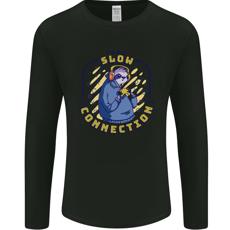 Sloth I'm Not Slow Funny Gaming Gamer Mens Long Sleeve T-Shirt Black